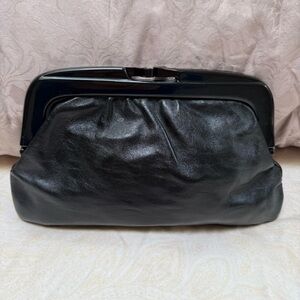 Vintage Italian Black Leather Clutch